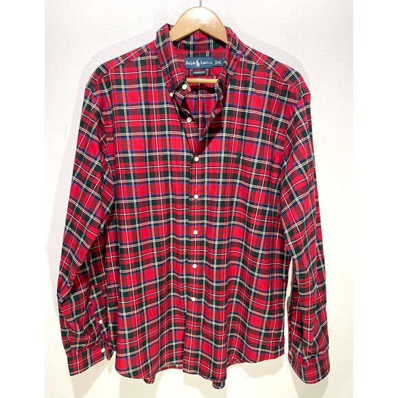 Ralph lauren Classic fit button down shirt flannel long sleeve red plaid men' XL - Picture 2 of 4